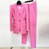 Em Estoque 2026 Moda de Celebridades Europeias e Americanas Novo Estilo Blazer e Calça Skinny com Patchwork de Renda Transparente Ajustados Conjunto