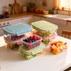 Lonchera de grado alimenticio, caja de almacenamiento para calentar en microondas con hebilla, juego de loncheras de almacenamiento, recipientes de plástico para alimentos sellables en refrigerador