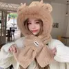 Sombrero de Felpa Gruesa Lindo para Mujer de Otoño e Invierno con Bufanda, Protección para las Orejas, Circunferencia de Cabeza Grande, Adelgazante de Rostro, Sombrero Calentador de Cuello Atmosférico