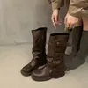 Hebilla de Cinturón Vintage Botas Vaqueras Estilo Nuevo Verano 2025 Estilo Desolado Botas para Pantalón Botas de Monta para Mujer