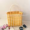 Nova Bolsa Tecida à Mão Grande Capacidade Bolsa Cesto de Legumes Simples Portátil Versátil Bolsa Feminina Casual Atacado Bolsa de Praia
