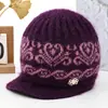 Nuevo Sombrero de Pescador de Piel de Conejo Otoño/Invierno para Mujeres de Mediana Edad y Mayores, Elegante Sombrero de Mamá, Forrado de Felpa, Cálido, Cortavientos, Sombrero de Lana Tejido de Ala Ancha