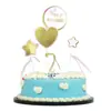 Elefante de Cinta Acrílica Arcoíris Niños Niñas Luna Estrella Pentagonal Bandera Decoración de Pastel de Cumpleaños Tarjeta Insertable