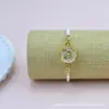 Pulsera de Flores Secas, Flor Eterna, Gipsófila, Narciso, Pulsera con Marco de Aleación Dorada, Pulsera Tejida a Mano con Flores Reales