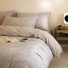 Conjunto de luxo de quatro peças para cama de algodão puro espesso, lençol e capa de edredom quentes de algodão puro, conjunto simples de três peças para outono e inverno