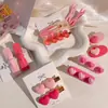 Presilha de Cabelo com Franja Doce Rosa, Acessório de Cabelo Feminino, Presilha Bico de Pato, Grampo de Cabelo Coração de Celebridade da Internet, Presilha de Cabelo Fofa, Acessório de Cabelo