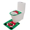 Exclusivo para ventas transfronterizas: Juego de dos piezas para tapa de inodoro navideño, funda para asiento de inodoro de Papá Noel, alfombrilla antideslizante para suelo, decoración navideña