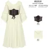 Nuevo vestido largo de estilo renacentista con cuello de volantes y mangas largas, con cinturón, transfronterizo de Amazon y AliExpress