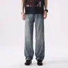 Primavera/Verão 2026 Novo Estilo Americano Patchwork Vintage Lavado Calças de Lenhador Jeans Reto Solto Calças Longas