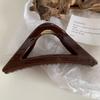 Pasador de Ácido Acético Francés Simple Elegante Azul Pavo Real Trasero Pinza de Tiburón Triángulo Hueco Pinza de Agarre Accesorios Grandes para el Cabello
