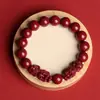 Pulsera Natural de Cinabrio con Pixiu para Hombres, Arena Dorada Púrpura Natural, Adecuada para Nacidos en el Año del Dragón, Pulsera de la Fortuna, Pulsera de Estilo Chino