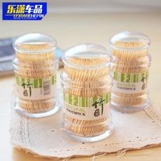 Clásico creativo natural respetuoso con el medio ambiente higiénico doble cabeza portátil hogar hotel con caja de palillos de dientes bambú diente transparente palillo cubo