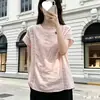 Top camiseta regata vintage artístico de renda pesada com gola redonda, modelagem solta, plus size, para primavera-verão, do Sudeste Asiático, transfronteiriço