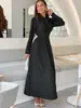 Vestido Rayado Estilo Retro con Lazo para Mujer 2026 Otoño/Invierno Nuevas Llegadas Transfronterizo Europeo y Americano Manga Abullonada Fruncido Ajustado