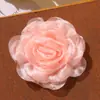 Versátil Estilo Coreano Malla de Organza con Borde Quemado Camelia DIY Lazo Lateral para el Cabello Accesorio para el Cabello Ramillete Ropa Accesorios Florales