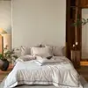 Estilo Retro Old Money de los 50s Juego de Cuatro Piezas Jacquard 100% Algodón Funda Nórdica de Borde Ancho Sábana Bajera Cama de Tacto de Alta Gama