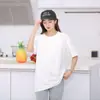 Una generación de nuevas mujeres de algodón color liso con copa integrada cuello redondo suelto manga corta jersey casual para casa camisa base
