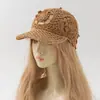 Sombrero de Ganchillo Hecho a Mano de Verano con Diseño Hueco de Pico de Pato para Mujer, Transpirable, Tejido de Malla, Gorra de Béisbol, Versátil, Permite Atar Cola de Caballo, Sombrero para el Sol