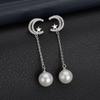 Versión coreana de pendientes largos con borlas y perlas, estrellas, luna, incrustaciones de circonita AAA, pendientes, ventas directas de fábrica