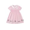Vestido de bordado de estilo europeo y americano para niñas 2025 verano nuevo solapa manga corta falda de princesa venta al por mayor transfronteriza