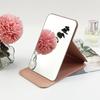 Espejo pequeño transfronterizo, espejo portátil de cuero sintético, mini espejo de maquillaje de escritorio para mujer, espejo de tocador plegable para llevar.