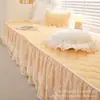 Cojín de Ventana Abuhardillada de Color Sólido, Estilo Princesa, con Estrellas, Doble Falda, a la Moda y Sencillo, Adecuado para Todas las Estaciones, Cojín con Borde de Encaje Antideslizante