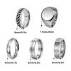 Amazon Joyería Clásica Europea y Americana Set de Cinco Piezas para Hombre Anillo Redondo Grande de Acero Inoxidable Cadena Juego de Anillos Lisos