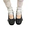 Zapatos Mary Jane estilo francés para mujer, colección otoño 2026, nuevos planos de punta poco profunda con doble hebilla, versátiles bailarinas de tacón bajo para ir al trabajo