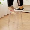 Banquito de Plástico con Cubierta Suave para el Hogar, Simple y Portátil, Silla de Comedor con Almacenamiento, Banquito Transparente, Apilable, Juego de Banquitos, Se Pueden Apilar
