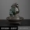 Quemador de Incienso de Cerámica Fortuna-Klingon Creativo Bestia Auspiciosa Tendencia Nacional Arena Verde Sapo Dorado Mascota de Té Adorno Decoración de Escritorio Artesanía