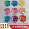 Zircón Corte Asscher Naranja Rosa 5A Piedra Suelta Cabujón Cuadrado Fábrica de Gemas Accesorios para Joyería al por Mayor