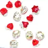 Ano Novo unhas vermelhas liga jóias popular on-line pilha vermelha Diamante terminou amor ovo- em forma de machado pilha de diamante