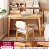 Estantería de Escritorio Mesa Integrada Habitación de Niñas Mesa de Computadora para el Hogar con Cajones Patas de Madera Maciza Pared Mesa de Estudio para Estudiantes
