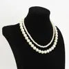 Elegante Collar de Perlas Transfronterizo Estilo Europeo y Americano Múltiples Tamaños Mismo Estilo que Blogueros de Ins Cadena de Clavícula de Alta Gama para Mujer