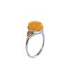 Anillo de Moneda Abierto de Plata S925 con Ámbar Incrustado Estilo Moderno y Fresco para Mujer