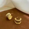 Pendientes Retro de Aleación con Goteo de Aceite Estampado de Leopardo Forma de C Chapados en Oro de 18 Quilates para Mujer Estilo Europeo y Americano Lujo Accesible Pendientes Elegantes de Gama Alta