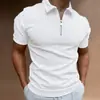 Nova camisa polo listrada com gola para homens, camisa polo de manga curta com impressão digital 3D, atacado de comércio exterior