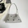 Bolso de Hombro Rayado con Bordado de Poni, Nuevo Bolso de Hombro Suave para Viajes de Primavera y Verano, Bolso de Mano Versátil de Gran Capacidad Casual