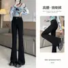 Jeans Acampanados para Mujer, Tendencia Primavera y Otoño, Nuevo Color Gris Cemento Retro Elásticos No Elásticos Pantalones Acampanados Petite