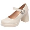 Tacones de Plataforma Impermeables Versátiles Nuevo Estilo 2025 Zapato de Correa Única de Cuero Zapatos de Mujer de Suela Gruesa Mary Jane Primavera y Verano