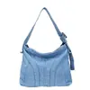 Bolsa Tote de Sarja Lavada Retrô para Mulheres 2025 Outono Grande Capacidade Literária Casual Roupa de Trabalho Bolsa de Ombro Transversal