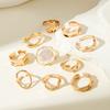 Anillo de Perla Hug de Gota de Agua Brillante de Gama Alta Transfronterizo Europeo y Americano para Mujer, Juego de Anillos Abiertos Articulados Barrocos