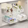 Estante de almacenamiento de múltiples niveles extraíble debajo del mueble de baño y el lavabo