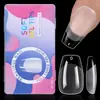 Puntas de Uñas Completamente Cubrientes Mate Sin Costuras, Medias Cubrientes Transparentes Sin Limado Necesario Ovaladas, Gota de Agua, Almendra, Cuadradas Uñas Cortas Portátiles