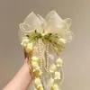 Accesorio para el Cabello de Niña Super Hada Lirio del Valle con Borla, Pinza para el Cabello de Flor para la Parte Trasera de la Cabeza de Niñas, Pasador de Cinta Estilo Princesa para Niña Pequeña