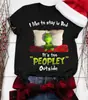 Camiseta de manga curta de Natal 2023 com estampa de monstro de pelo verde europeu e americano, desejo de monstro de pelo verde