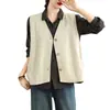 Tiro real Diseño de primavera Chaleco de cuello en V para mujer holgado 2026 nuevo Camisola de algodón puro Chaleco versátil Chaqueta sin mangas