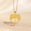Colar Transfronteiriço Moda Árvore da Vida Diamante Colorido Exquisito Leve Luxo Cobre Banhado Ouro 18k Micro Zircônia Aço Titânio Corrente de Clavícula
