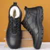 Zapatos de Algodón al por Mayor para Invierno, Forrados de Felpa y Engrosados para Calidez, Botas de Nieve con Cordones, Botas Martin Casuales, Zapatos de Cuero Grandes, Antideslizantes y Resistentes al Desgaste