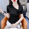 Ropa de Moda de Manga Corta para Mujer, Estilo Nuevo de Verano Fresco y Caro, Cubre el Vientre y Estiliza la Figura, Camiseta para Mujer de Tallas Grandes